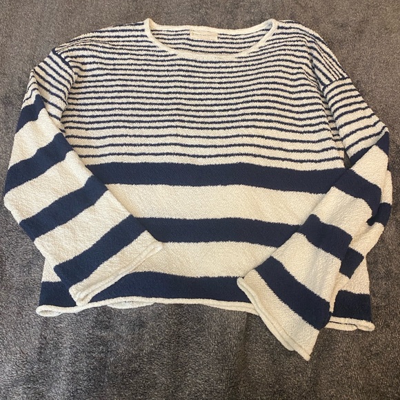 By Together Sweaters - By Together Striped Navy and White Sweater L